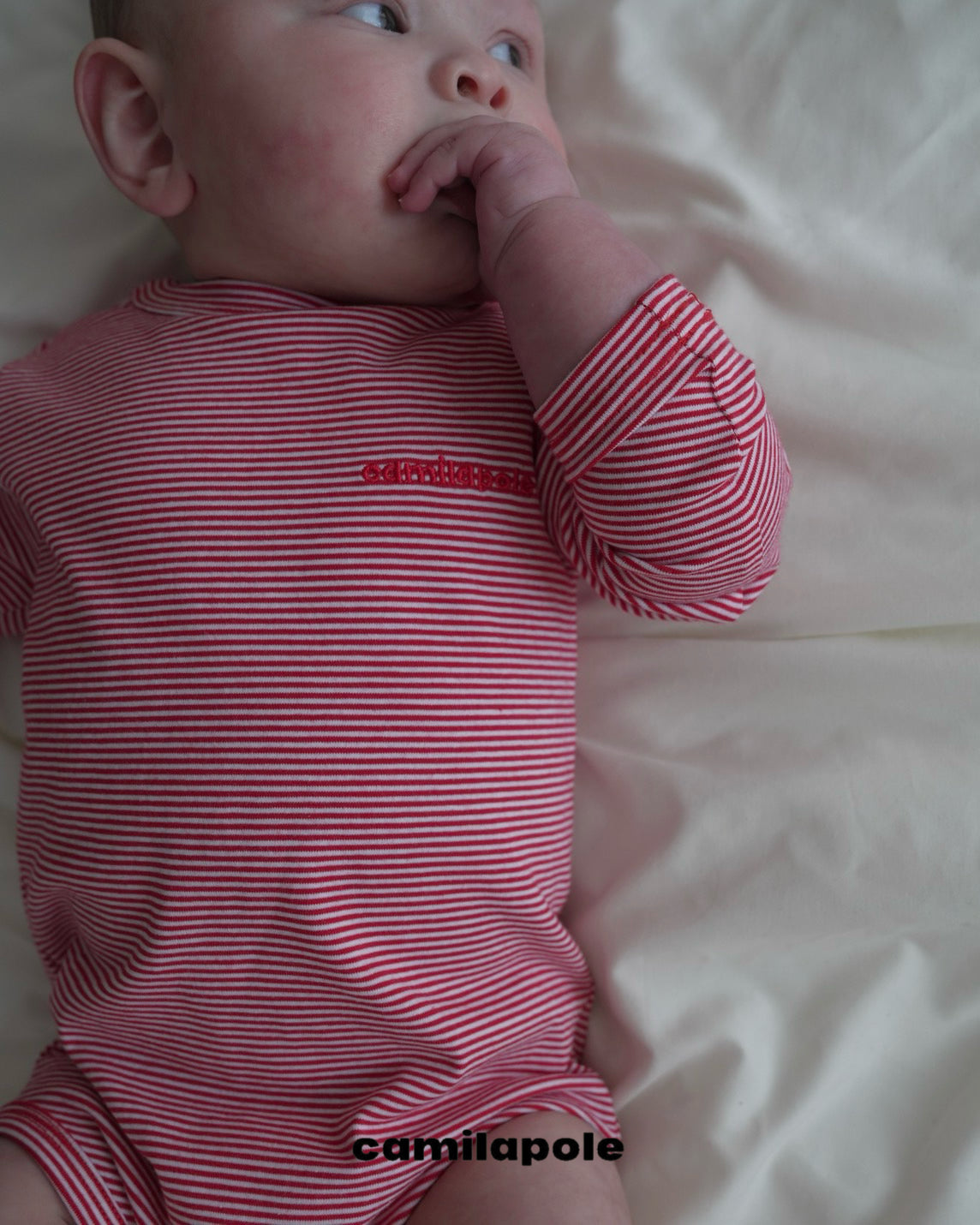 camilapole Petit Stripe Romper – Red