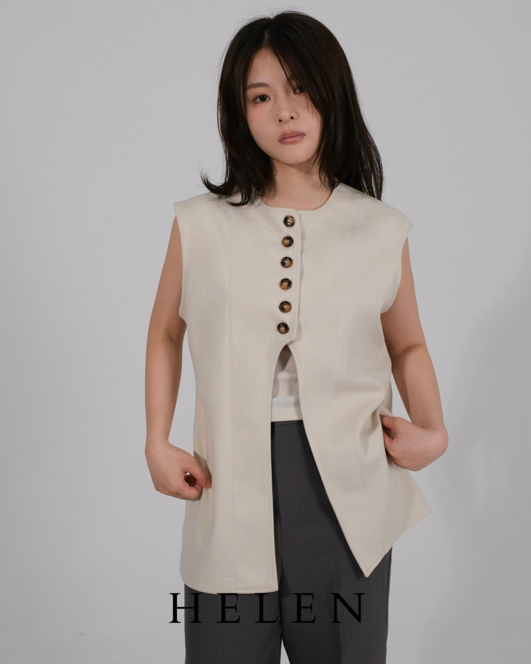 Helen×poimeri waist cut gilet