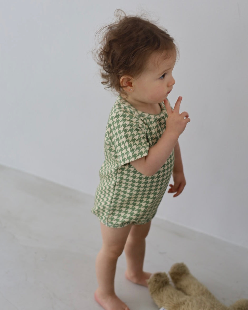 【 6.12 21:00~ Launch 】POIMERI green houndstooth rompers