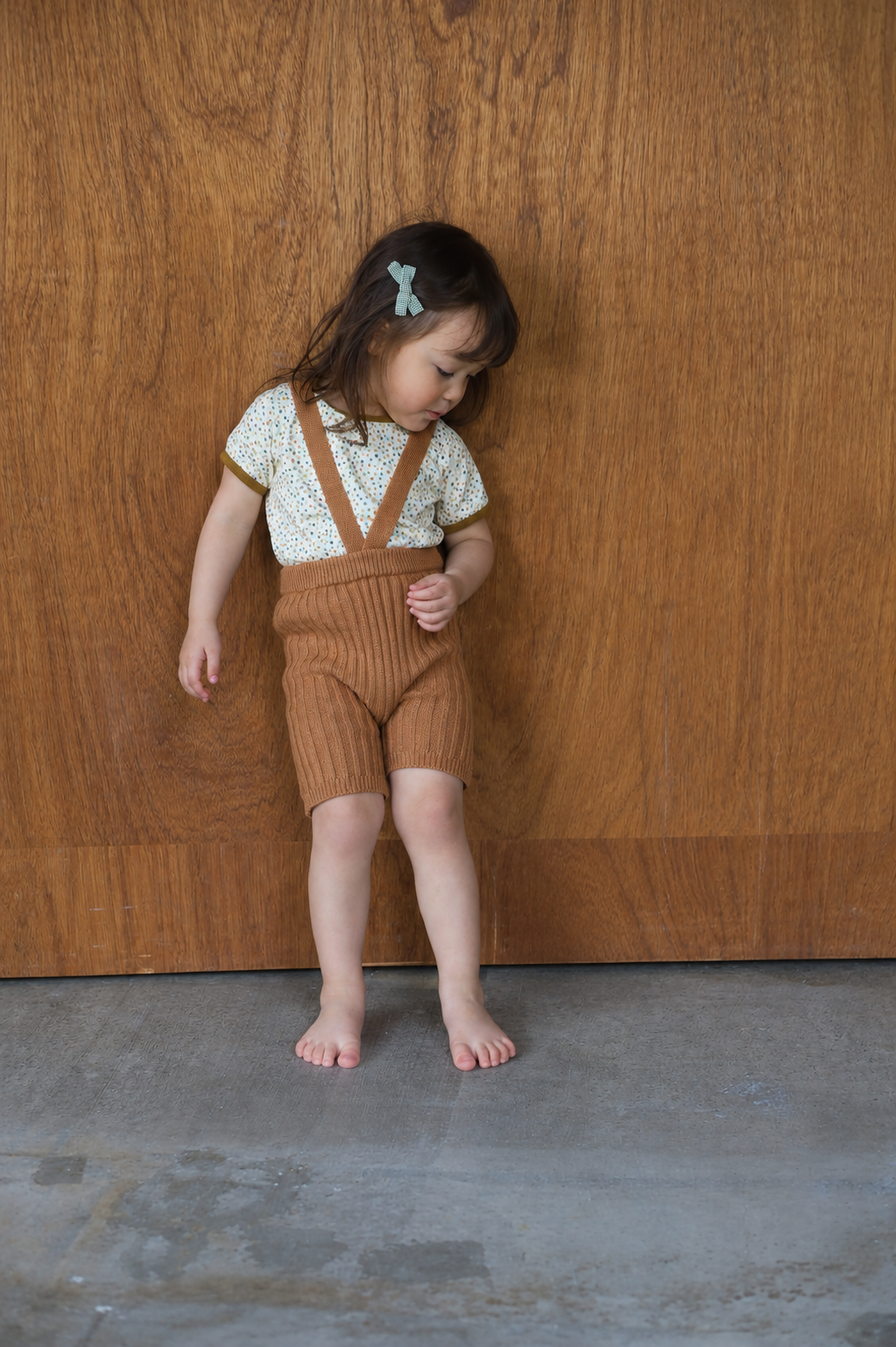 POIMERI terracotta cotton knit shorts