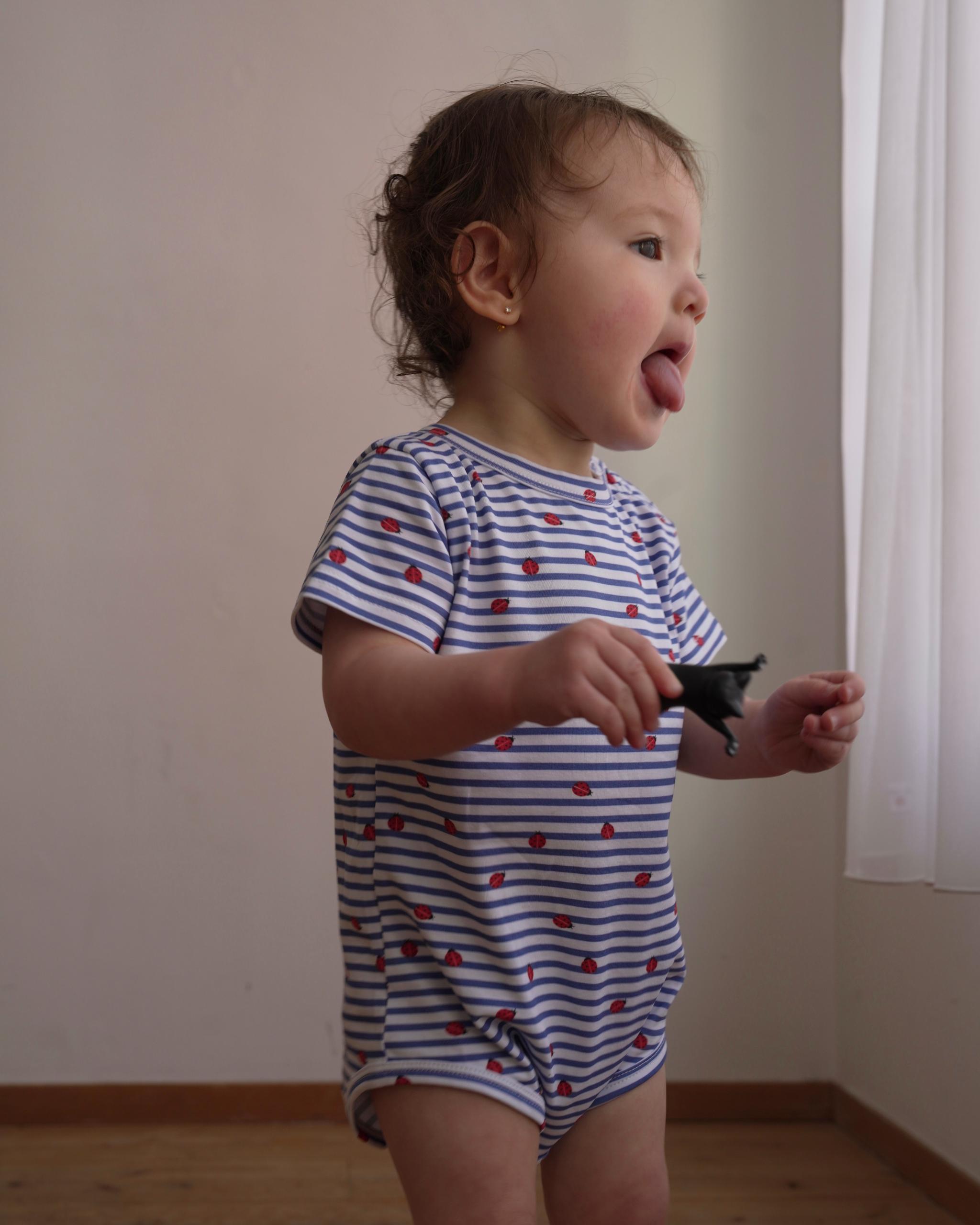camilapole Ladybug Stripe Romper