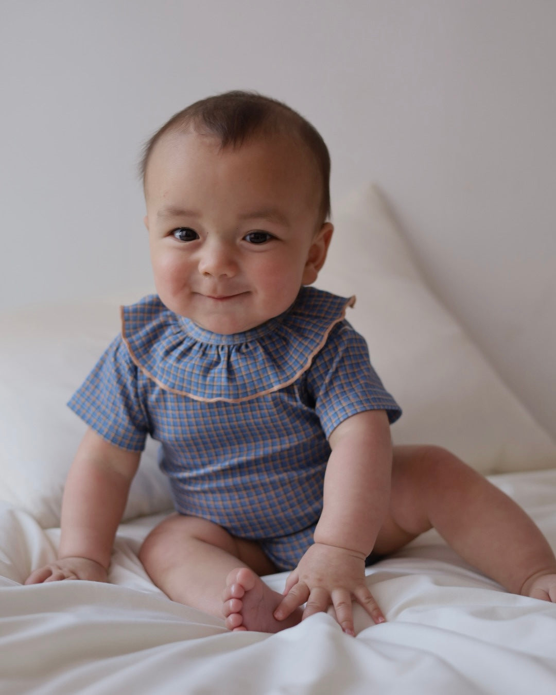 poimeri blue cocoa frill rompers