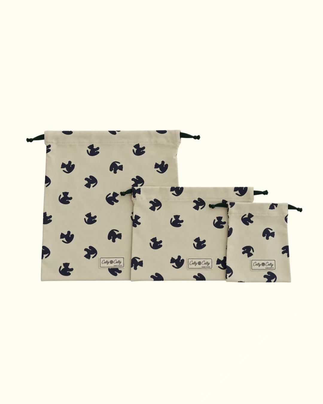 【POPUP先行/10.16 NEW】Catty&Catty LITTLE CAT CLUB DRAWSTRING POUCH TRIO