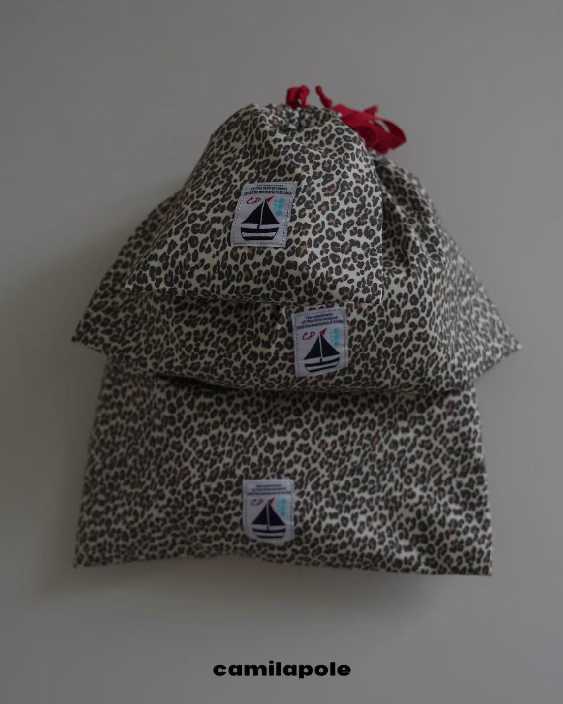 【CAMILAPOLE】LITTLE LEOPARD DRAWSTRING POUCH TRIO