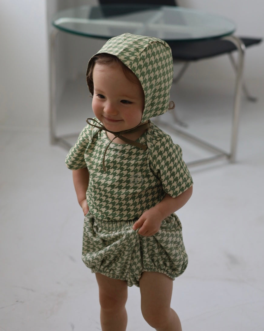 【 6.12 21:00～ Launch 】POIMERI　green houndstooth rompers