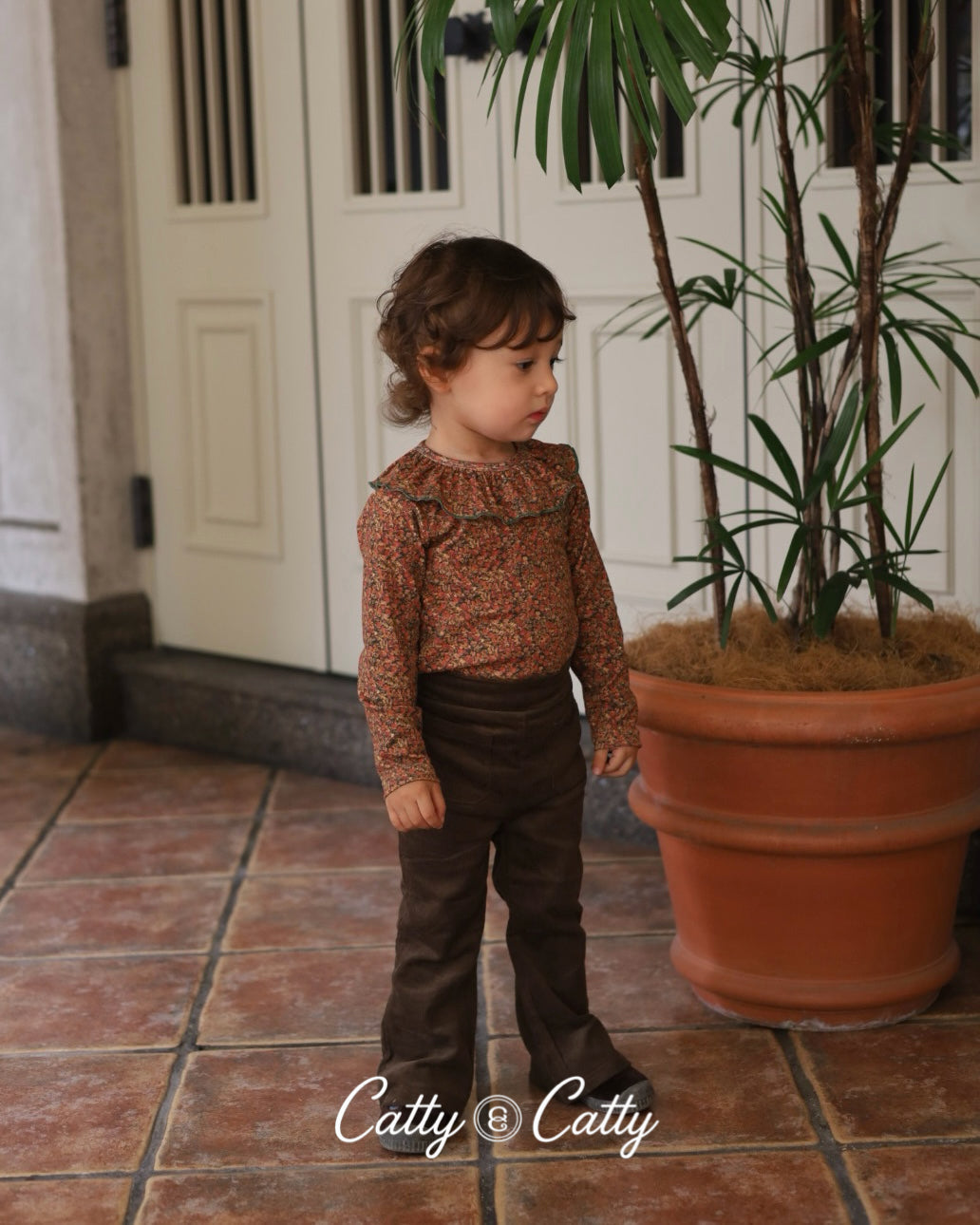 【POPUP先行/10.16 NEW】Catty&Catty CHOCOLATE CORDUROY FLARE PANTS/KIDS SIZE