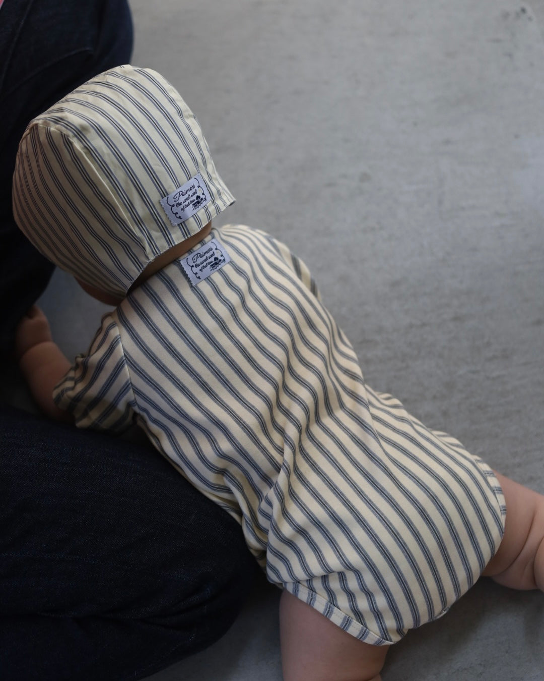 POIMERI BISCUIT STRIPE ロンパース ボンネット セット POIMERI oreo stripe rompers