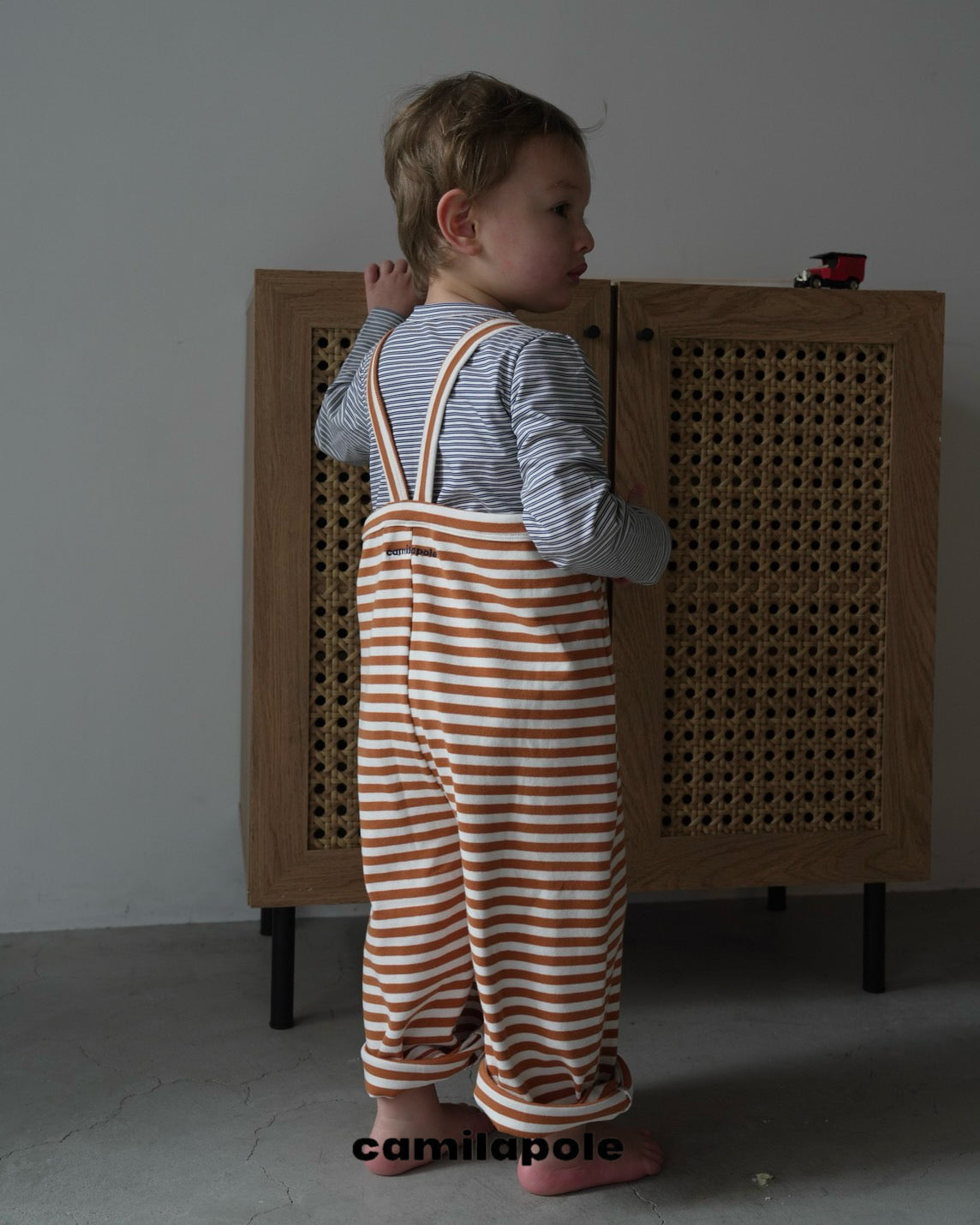 camilapole  Soft Stripe Overalls - Caramel