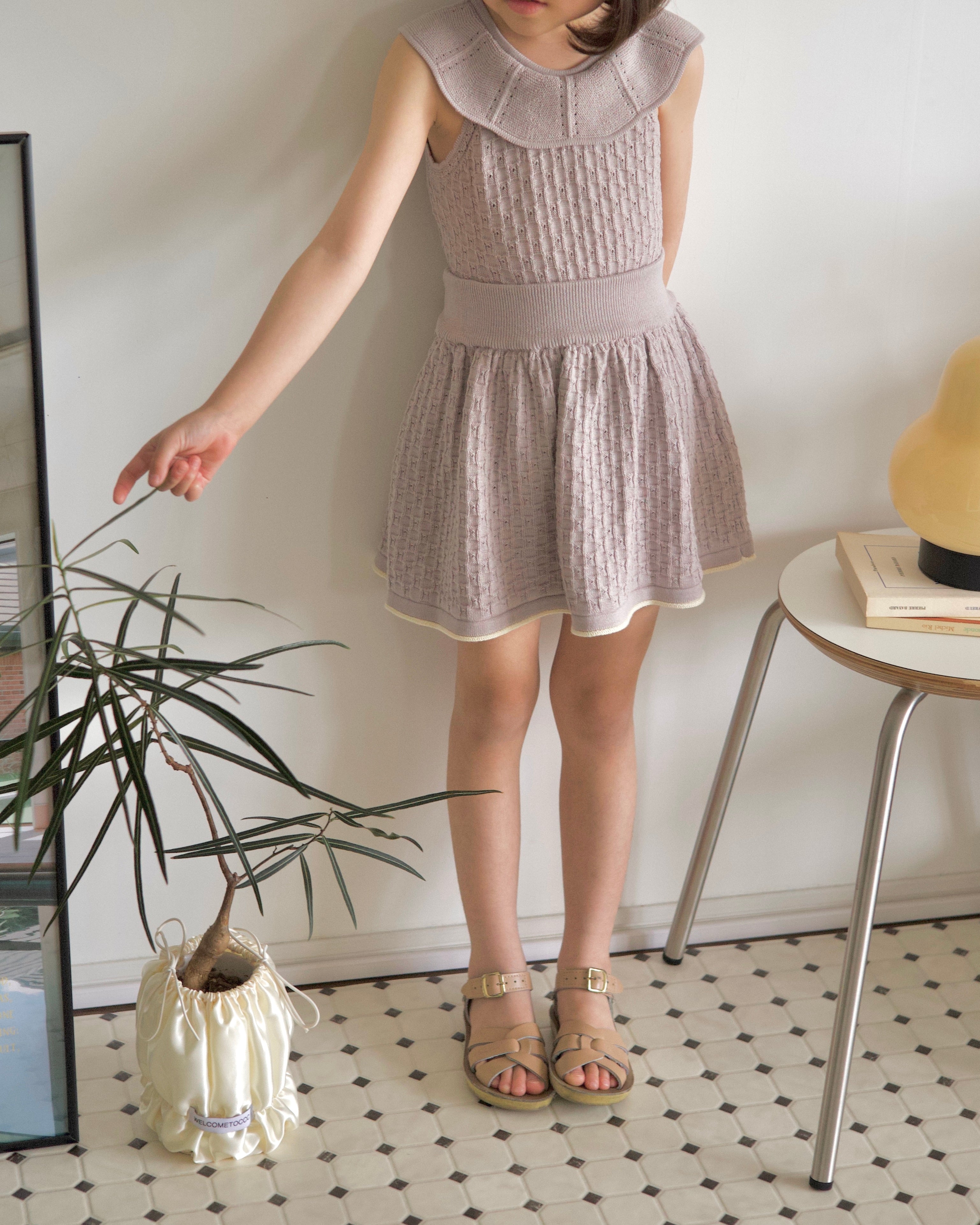lilac frill knit top