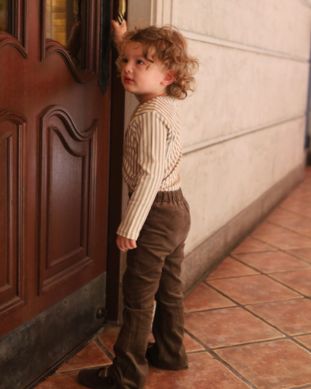 【POPUP先行/10.16 NEW】Catty&Catty CHOCOLATE CORDUROY FLARE PANTS/KIDS SIZE