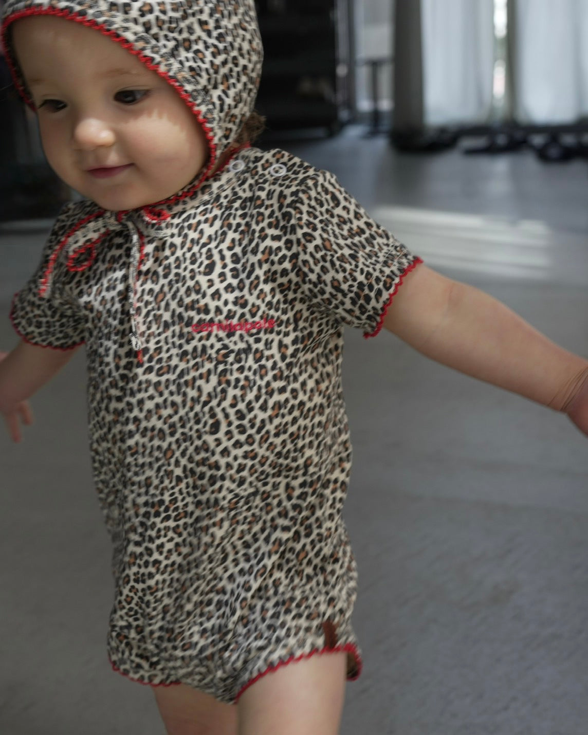 camilapole  Little Leopard Picot Romper