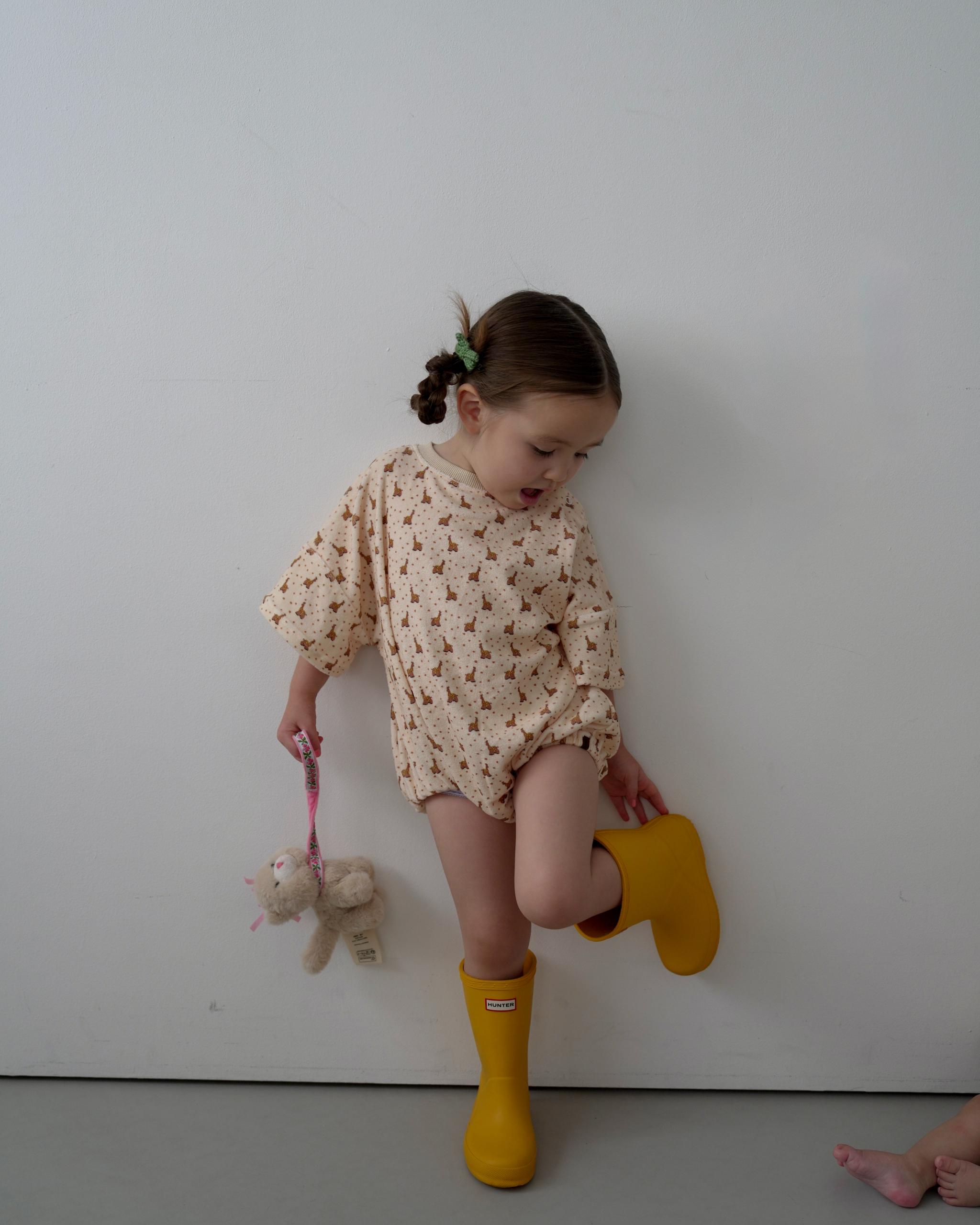 【 7.17 21:00〜NEW 】CAMILAPOLE Caramel Giraffe Terry Romper