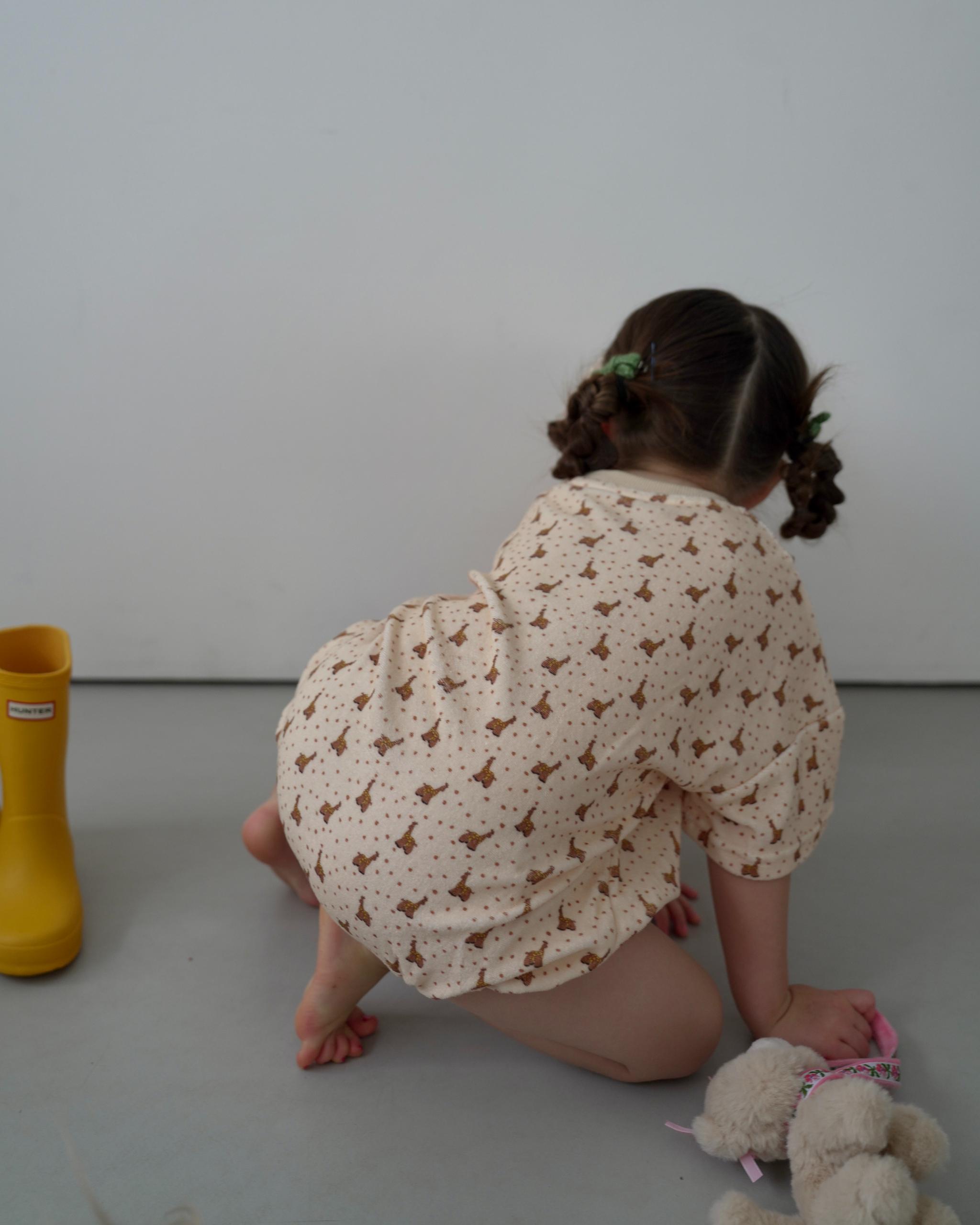 【 7.17 21:00〜NEW 】CAMILAPOLE Caramel Giraffe Terry Romper