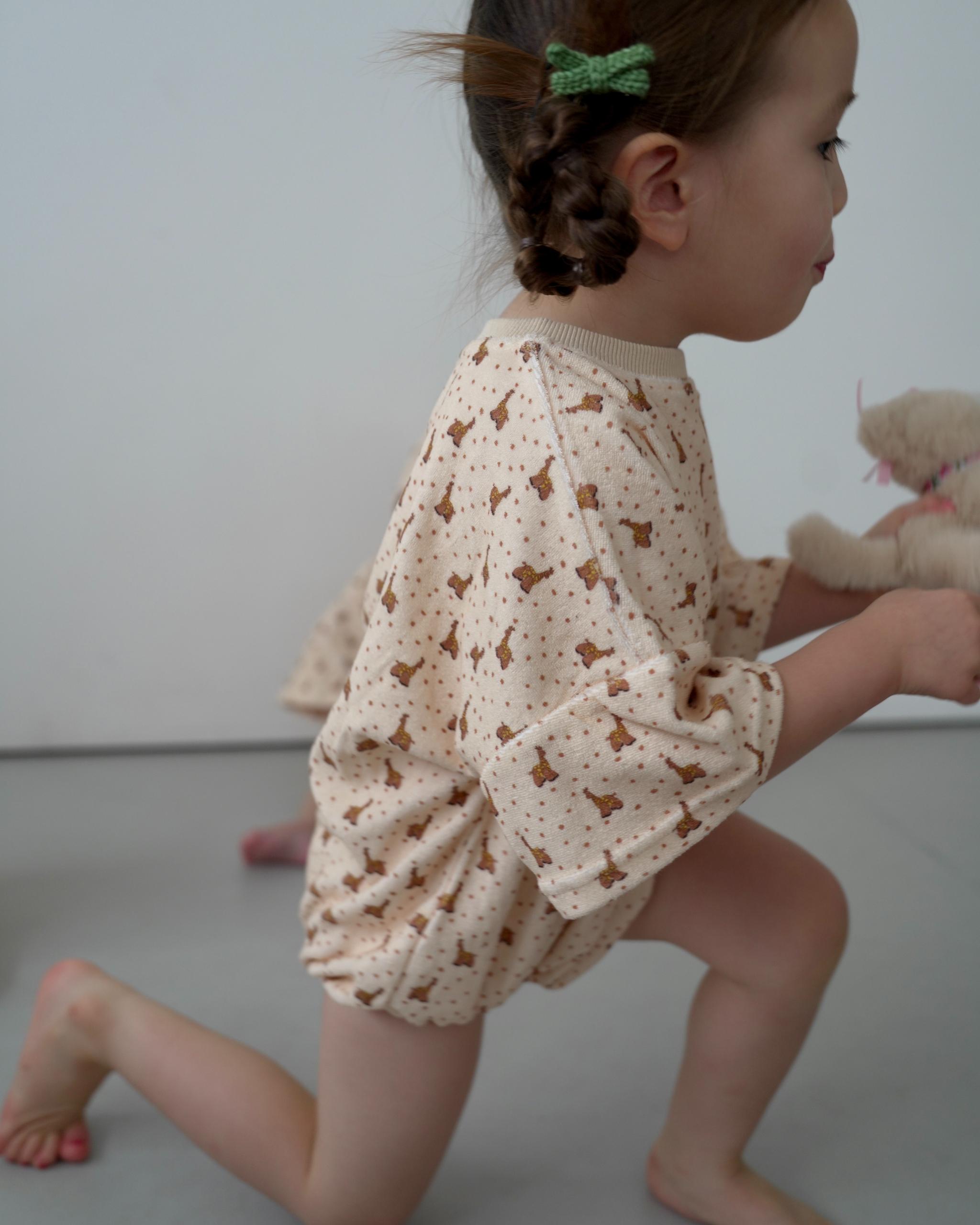 【 7.17 21:00〜NEW 】CAMILAPOLE Caramel Giraffe Terry Romper