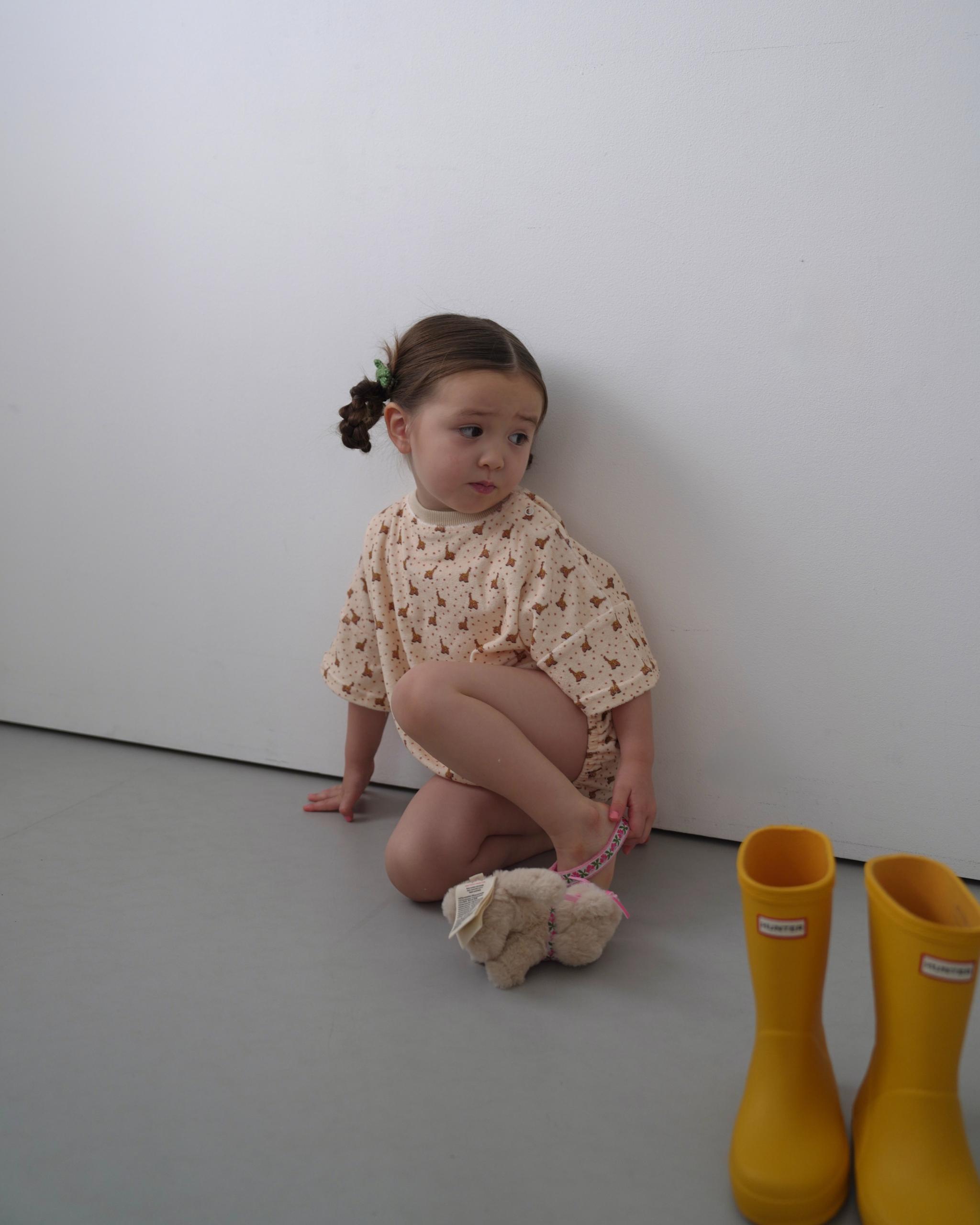 【 7.17 21:00〜NEW 】CAMILAPOLE Caramel Giraffe Terry Romper