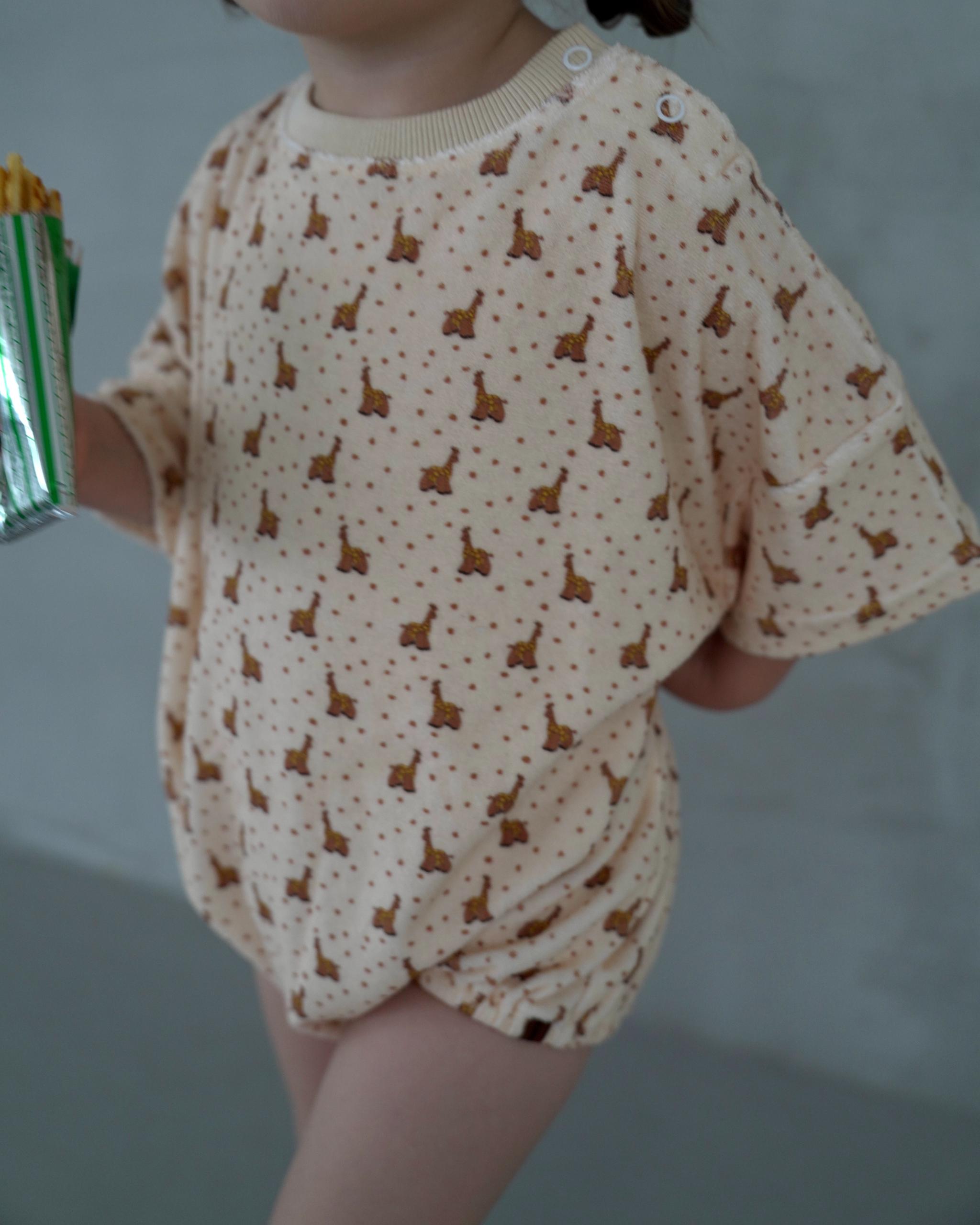【 7.17 21:00〜NEW 】CAMILAPOLE Caramel Giraffe Terry Romper