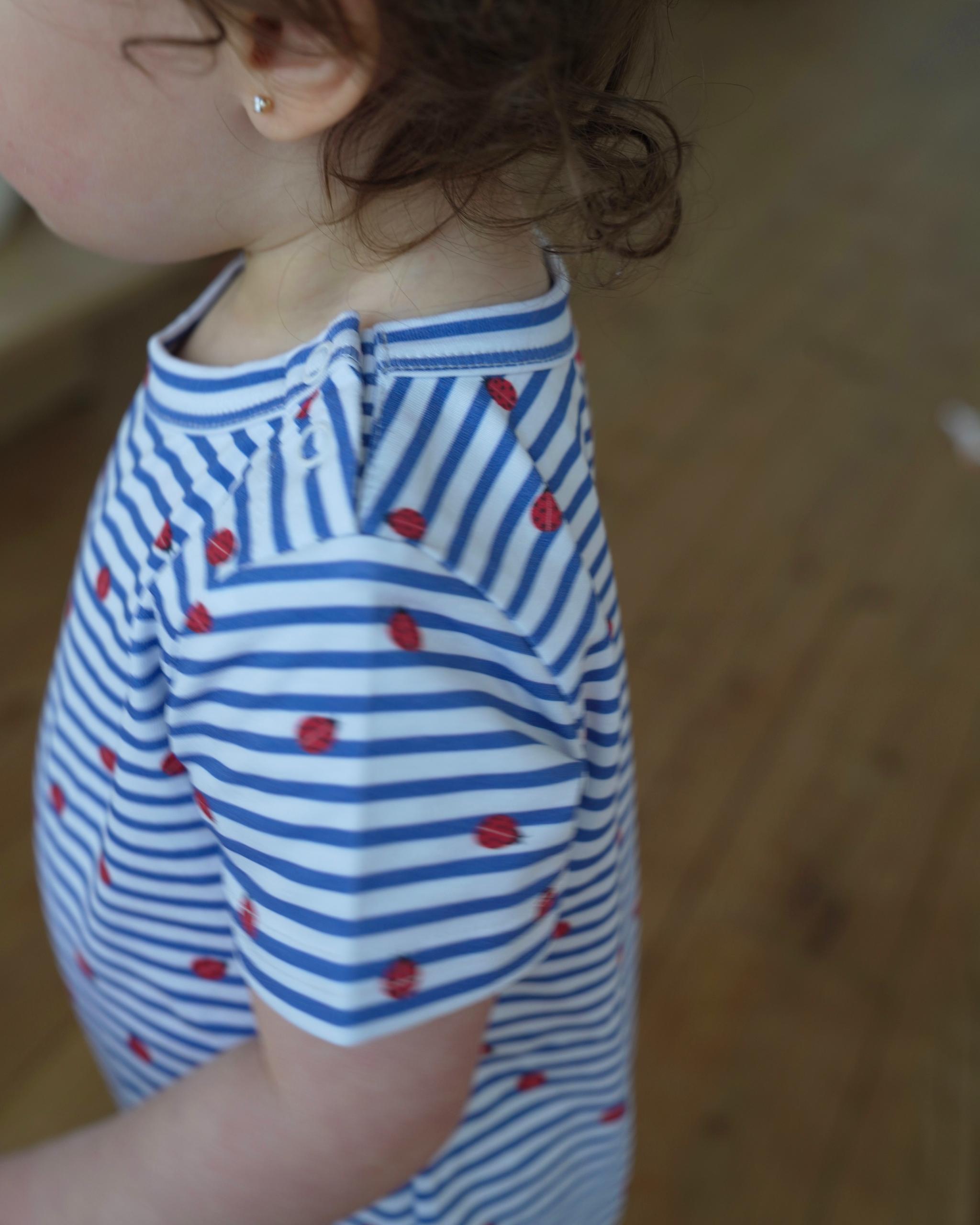 camilapole  Ladybug Stripe Romper