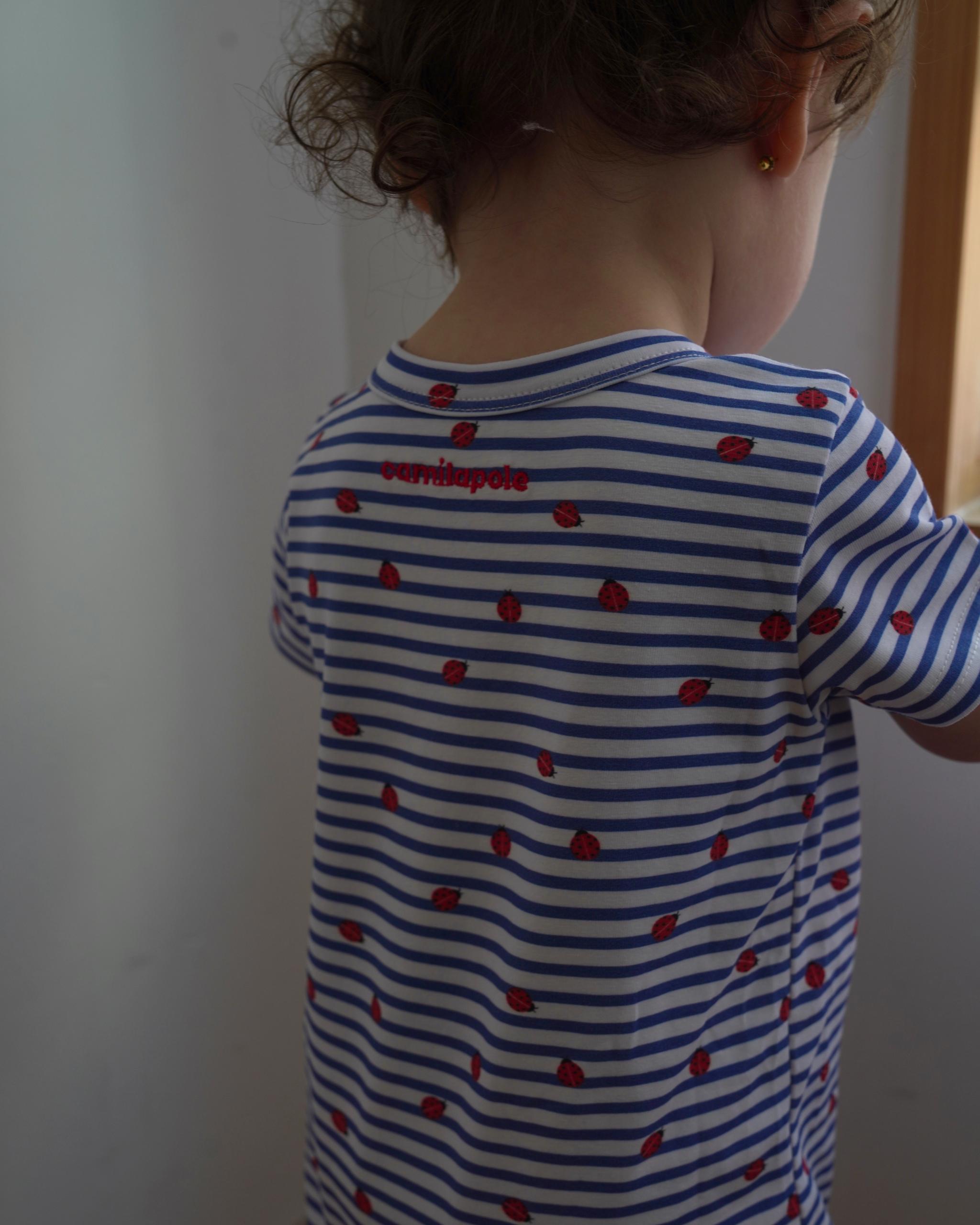 camilapole  Ladybug Stripe Romper