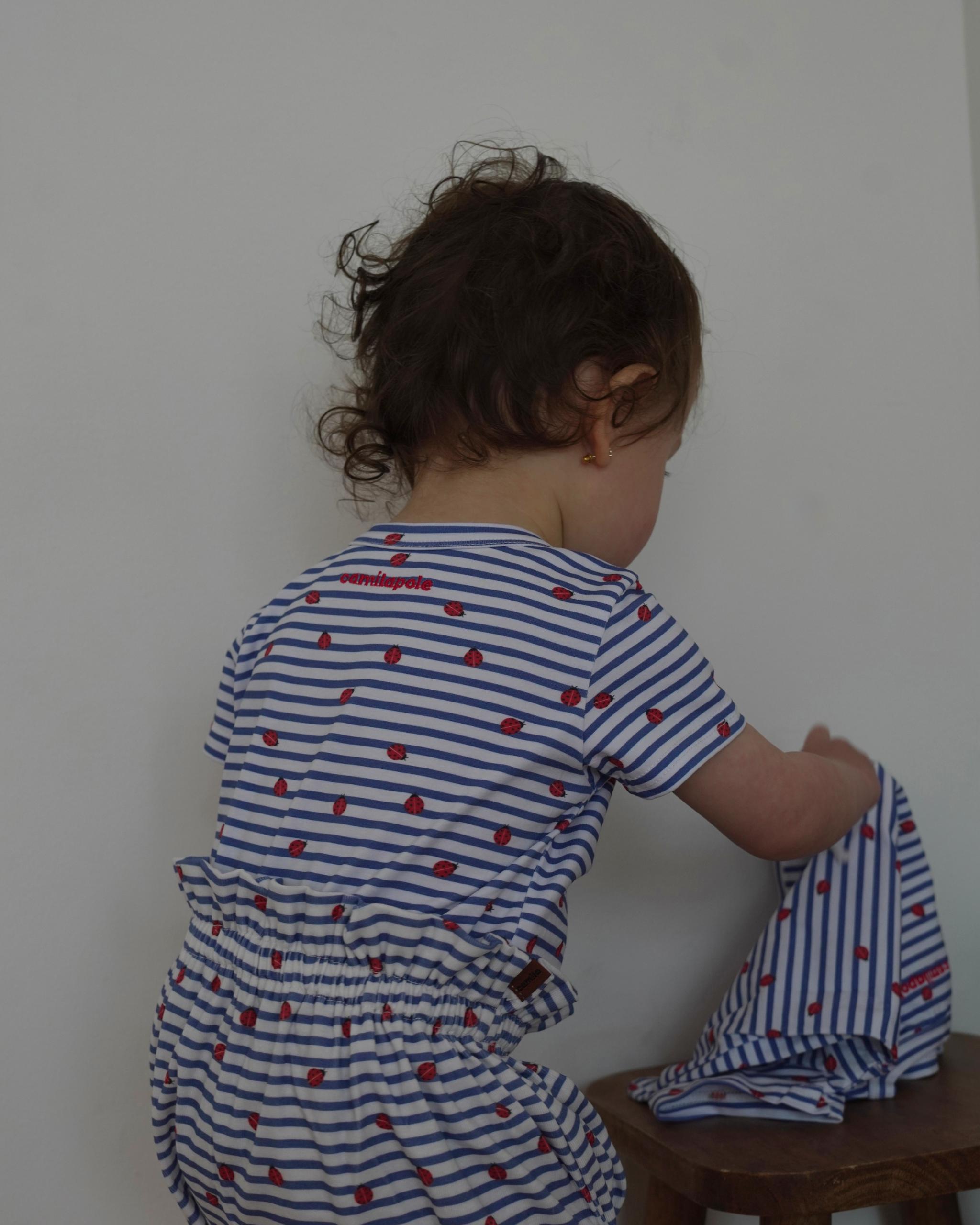 camilapole  Ladybug Stripe Romper