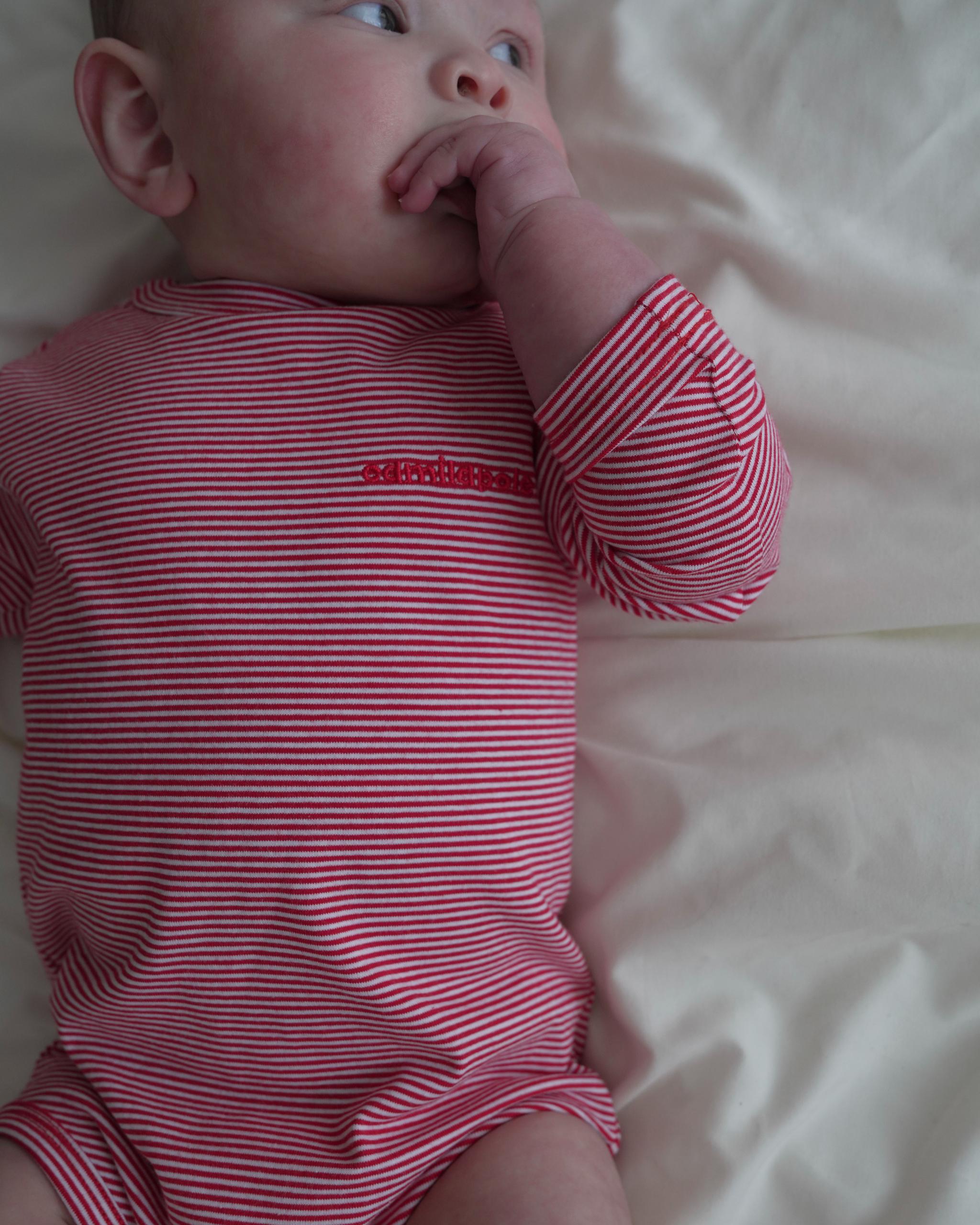 camilapole  Petit Stripe Romper – Red