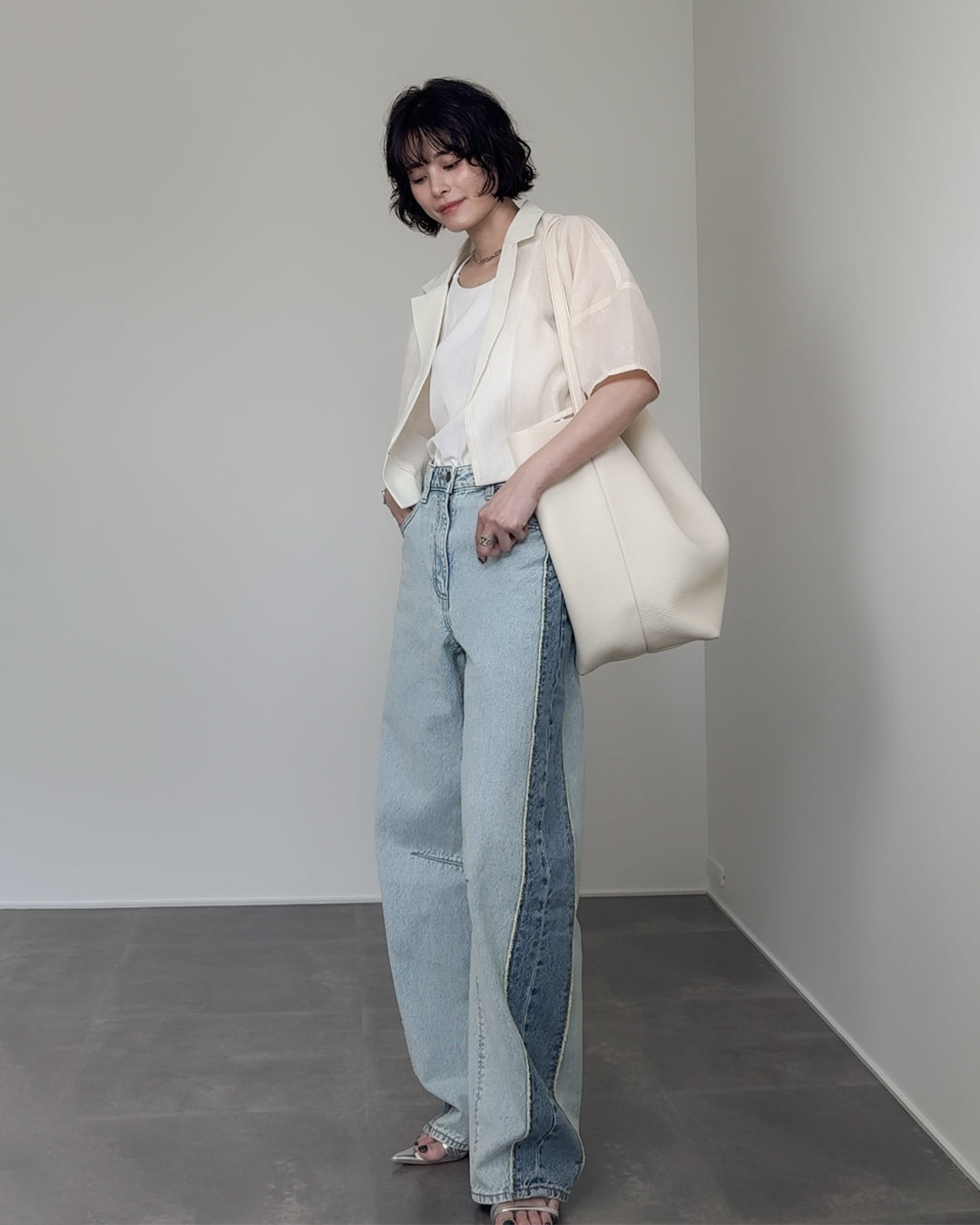 【@yun_wearさん オリジナル企画商品】lantern sleeve sheer jacket